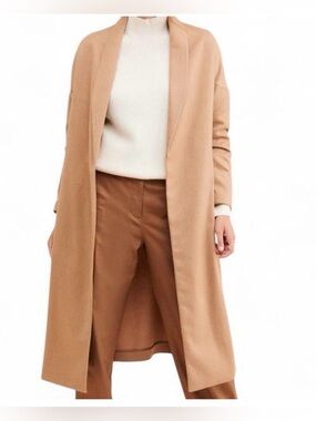 MaxMara Tan Open Front Camel Hair Trench Coat Size 4
